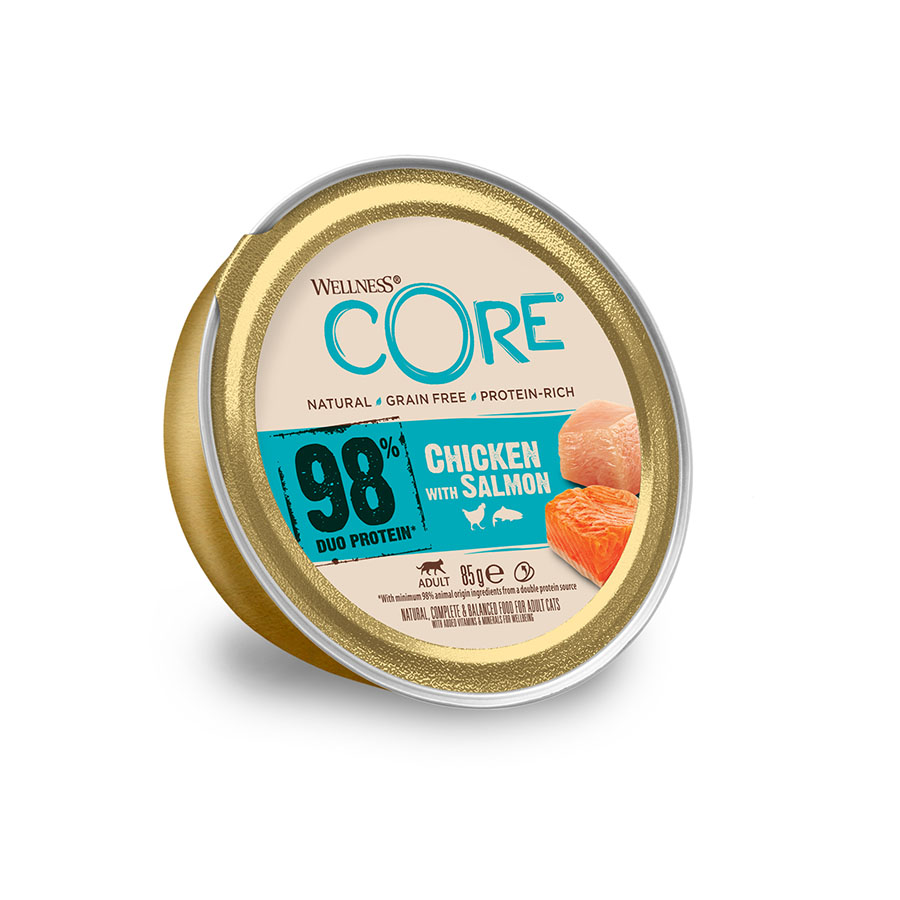 24 terrinas x 85 g Wellness Core Protein Salmão e Pollo terrina para gatos Pack poupança!